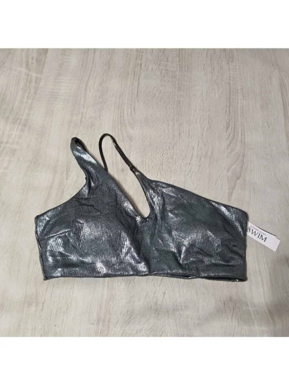 Victoria's Secret Metallic Silver Swimsuit Size S Bikini Top & Brazillian Bottom